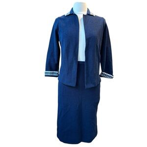 Vintage 40’s-50’s 2 Piece Navy Pencil Skirt Suit Glengarry Women’s Size 9/10